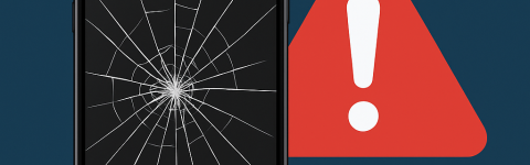 Kırık telefon ekranı ve uyarı işareti ile birlikte ‘Telefon ekranı kırıldığında yapılması gereken 5 adım’ başlıklı bilgilendirici görsel.